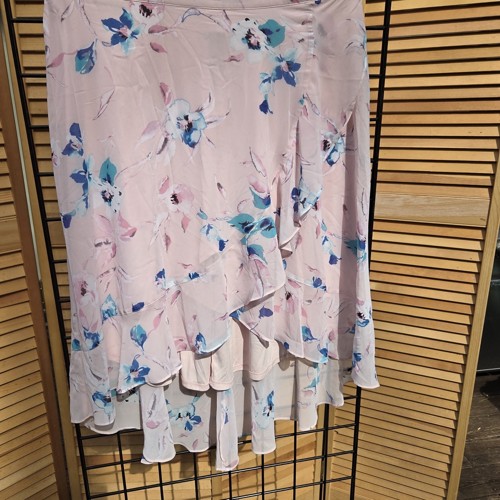 Lane Bryant Asymmetrical Floral Skirt - Pink and Blue